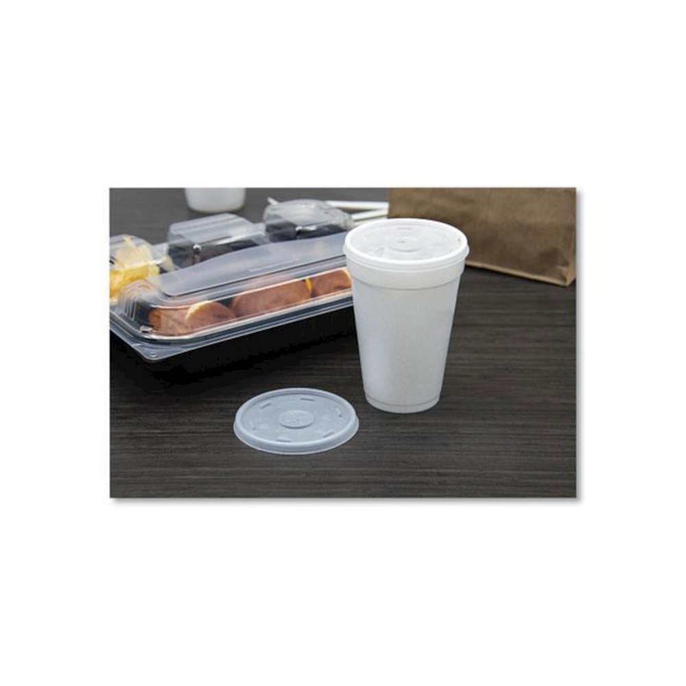 Plastic Lids, Straw-Slot Lid, Fits 12 oz to 24 oz Hot/Cold Foam Cups, Translucent, 100/Pack, 10 Packs/Carton. Picture 8