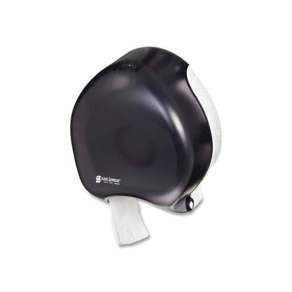 Single 9" Jumbo Bath Tissue Dispenser, Classic, 10.25 x 5.63 x 12, Transparent Black Pearl. Picture 2