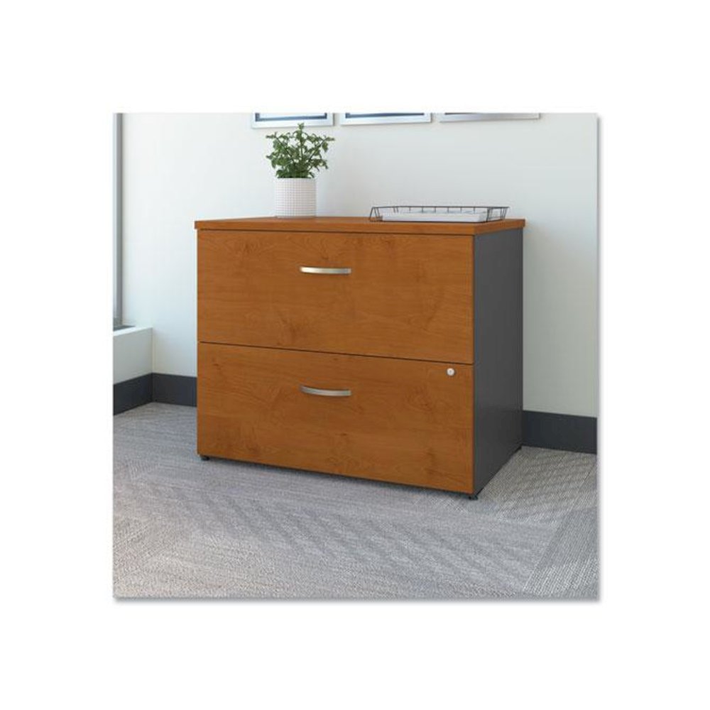 Series C Lateral File, 2 Legal/Letter/A4/A5-Size File Drawers, Natural Cherry/Graphite Gray, 35.75" x 23.38" x 29.88". Picture 2