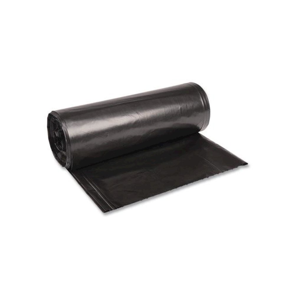 Recycled Low-Density Polyethylene Can Liners, 60 gal, 1.6 mil, 38" x 58", Black, Perforated, 10 Bags/Roll, 10 Rolls/Carton. Picture 1