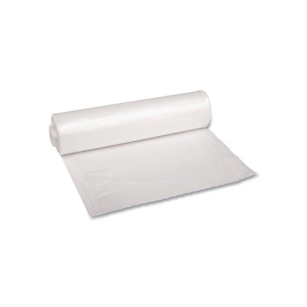 Recycled Low-Density Polyethylene Can Liners, 33 gal, 1.4 mil, 33" x 39", Clear, Perforated, 10 Bags/Roll, 10 Rolls/Carton. Picture 1