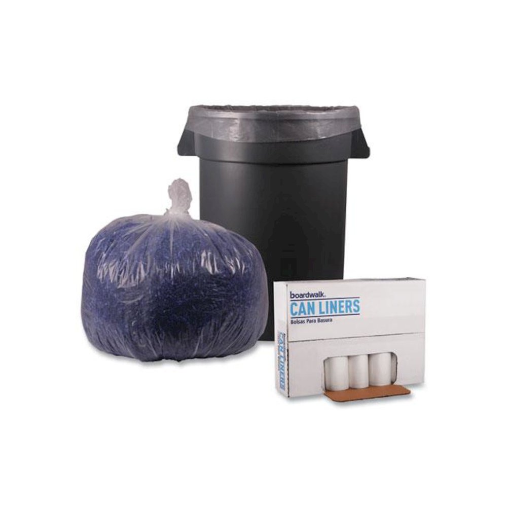 Recycled Low-Density Polyethylene Can Liners, 33 gal, 1.4 mil, 33" x 39", Clear, Perforated, 10 Bags/Roll, 10 Rolls/Carton. Picture 4