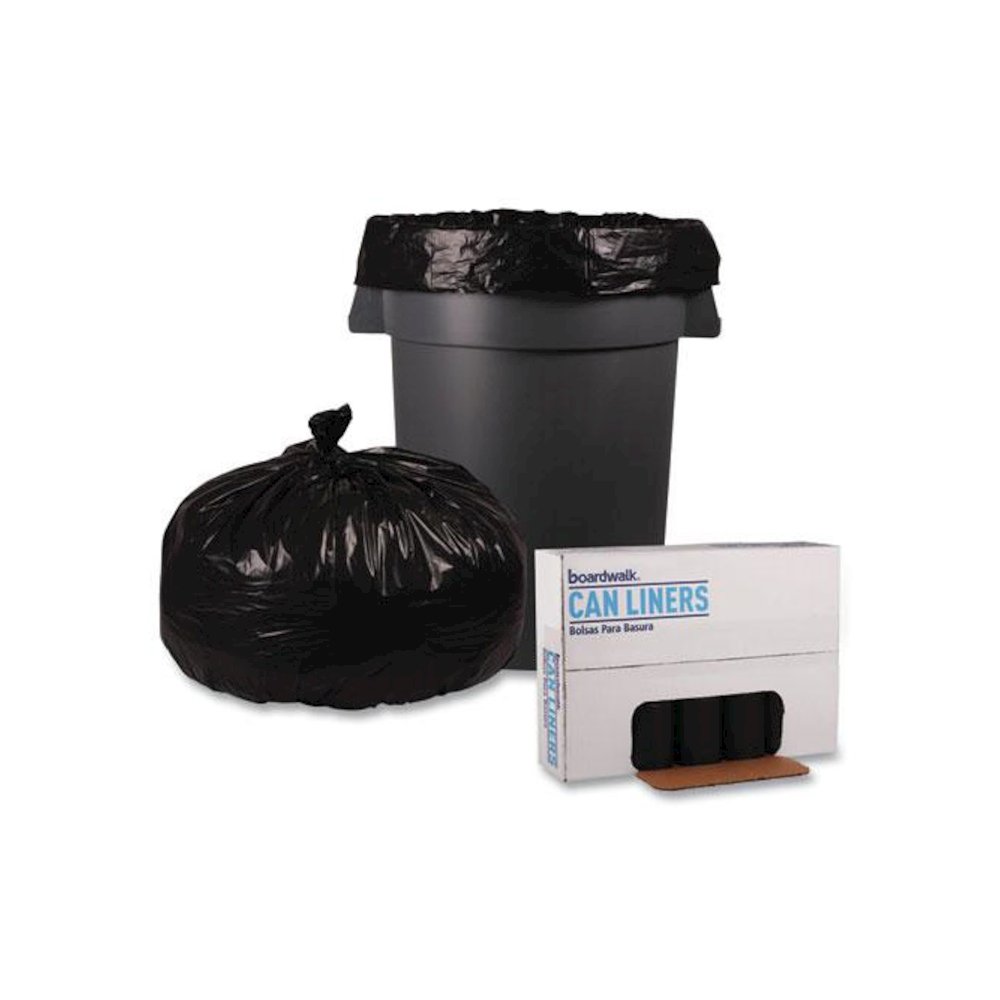 Recycled Low-Density Polyethylene Can Liners, 60 gal, 1.8 mil, 38" x 58", Black, Perforated, 10 Bags/Roll, 10 Rolls/Carton. Picture 4