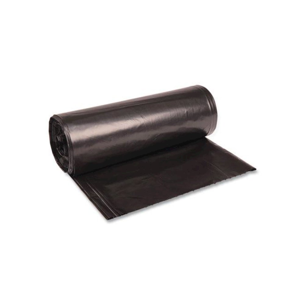 Recycled Low-Density Polyethylene Can Liners, 60 gal, 1.8 mil, 38" x 58", Black, Perforated, 10 Bags/Roll, 10 Rolls/Carton. Picture 1
