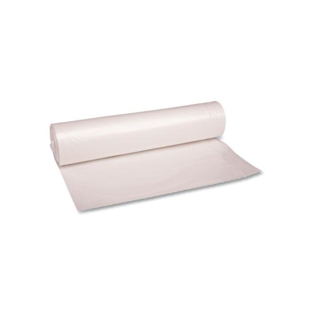 Recycled Low-Density Polyethylene Can Liners, 56 gal, 1.4 mil, 43" x 47", Clear, Perforated, 10 Bags/Roll, 10 Rolls/Carton. Picture 1