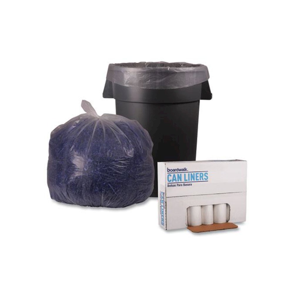 Recycled Low-Density Polyethylene Can Liners, 45 gal, 1.1 mil, 40" x 46", Clear, Perforated, 10 Bags/Roll, 10 Rolls/Carton. Picture 4