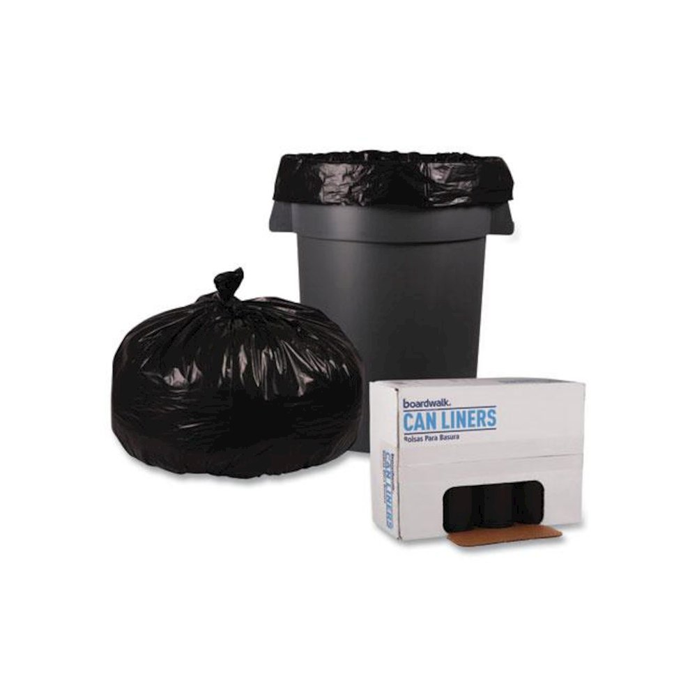 Recycled Low-Density Polyethylene Can Liners, 60 gal, 1.6 mil, 38" x 58", Black, Perforated, 10 Bags/Roll, 10 Rolls/Carton. Picture 4