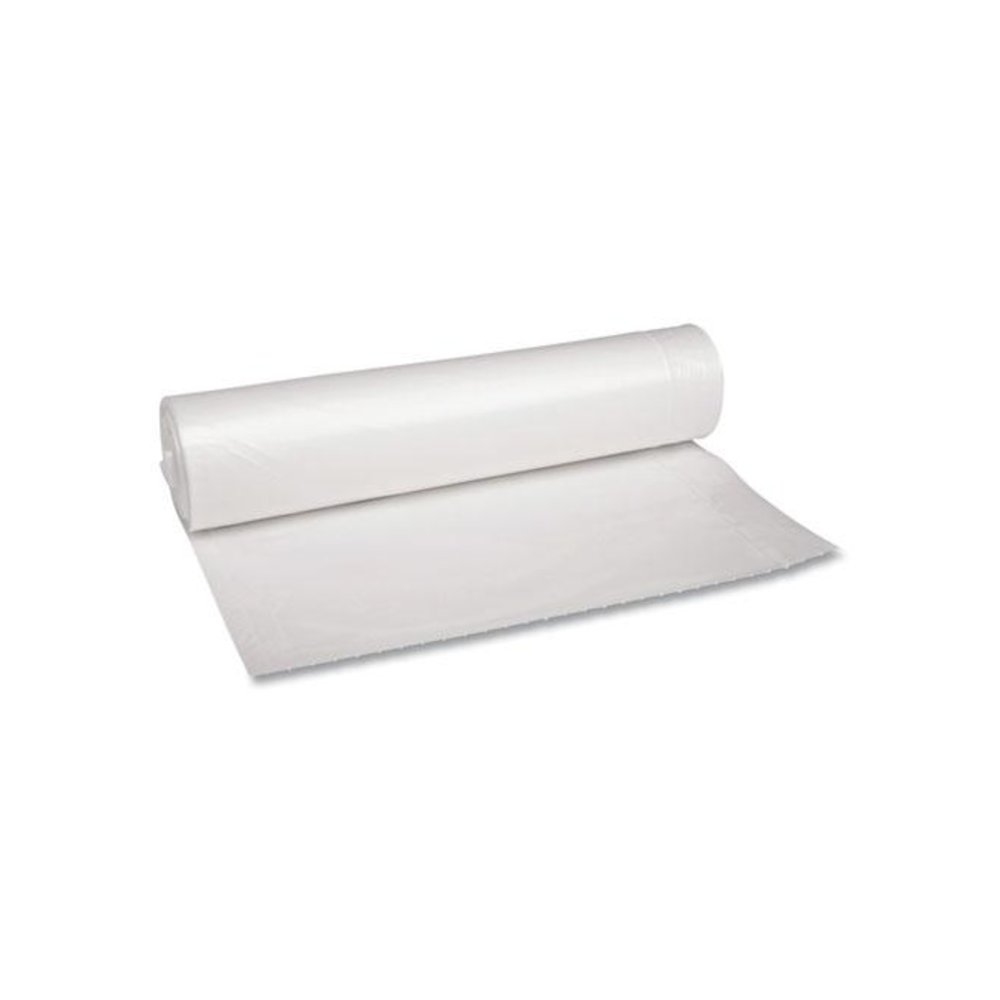 Recycled Low-Density Polyethylene Can Liners, 45 gal, 1.1 mil, 40" x 46", Clear, Perforated, 10 Bags/Roll, 10 Rolls/Carton. Picture 1