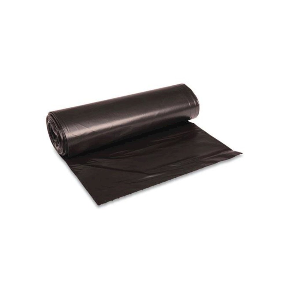 Recycled Low-Density Polyethylene Can Liners, 45 gal, 1.6 mil, 40" x 46", Black, Perforated, 10 Bags/Roll, 10 Rolls/Carton. Picture 1