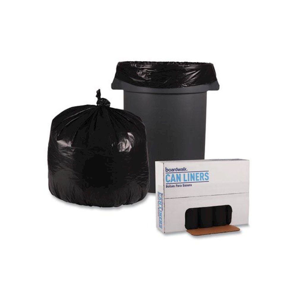 Recycled Low-Density Polyethylene Can Liners, 33 gal, 1.6 mil, 33" x 39", Black, Perforated, 10 Bags/Roll, 10 Rolls/Carton. Picture 4