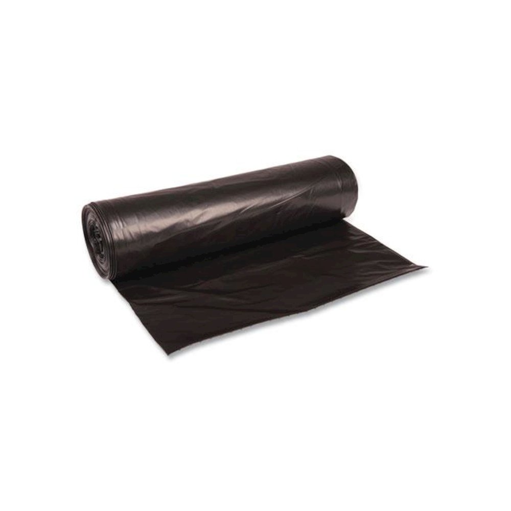 Recycled Low-Density Polyethylene Can Liners, 56 gal, 1.6 mil, 43" x 47", Black, Perforated, 20 Bags/Roll, 5 Rolls/Carton. Picture 1