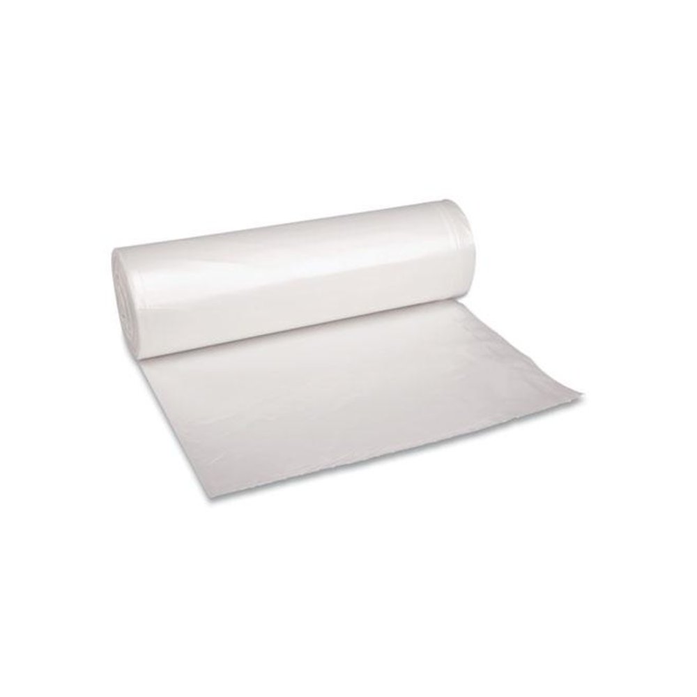 Recycled Low-Density Polyethylene Can Liners, 60 gal, 1.4 mil, 38" x 58", Clear, Perforated, 10 Bags/Roll, 10 Rolls/Carton. Picture 1