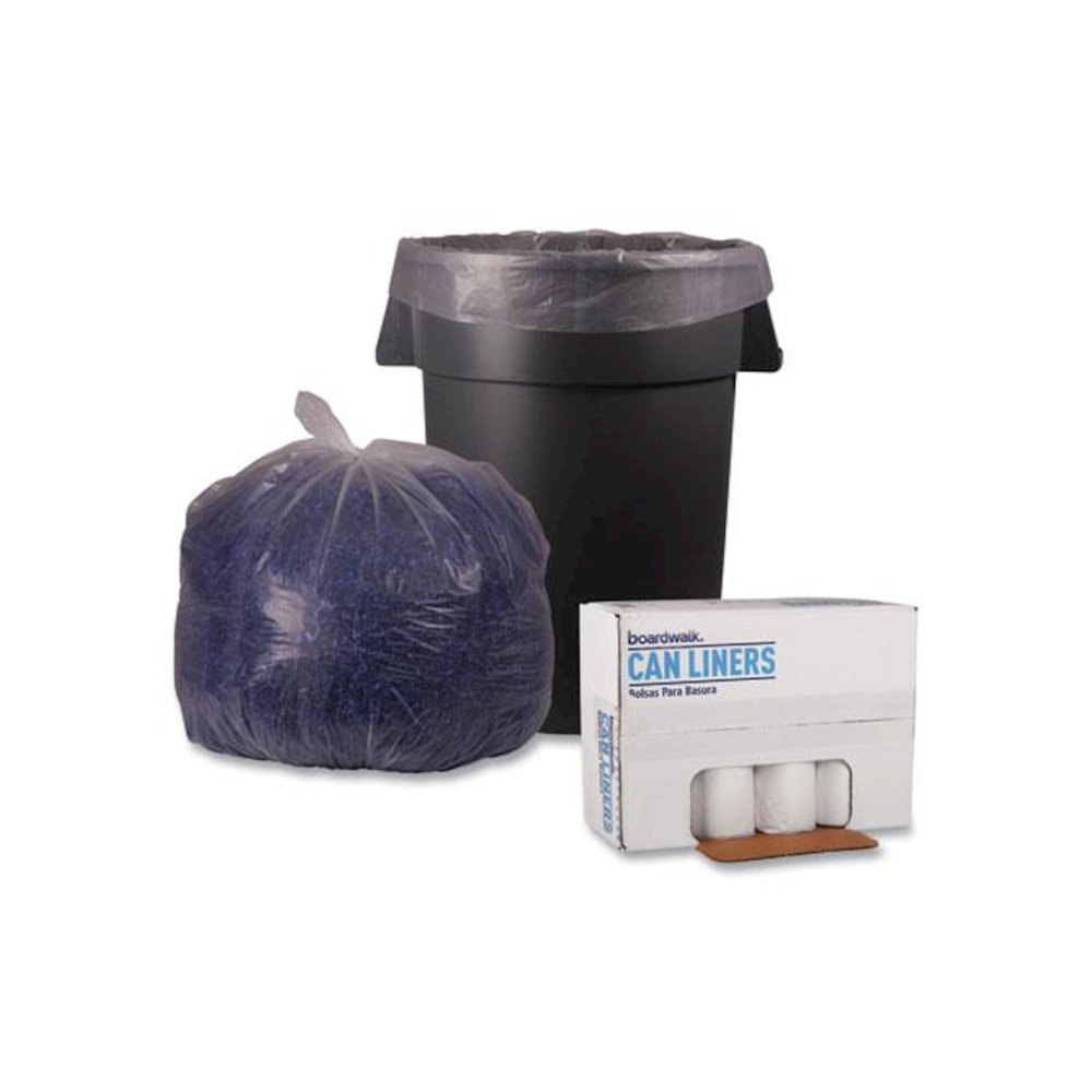 Recycled Low-Density Polyethylene Can Liners, 45 gal, 1.4 mil, 40" x 46", Clear, Perforated, 10 Bags/Roll, 10 Rolls/Carton. Picture 4