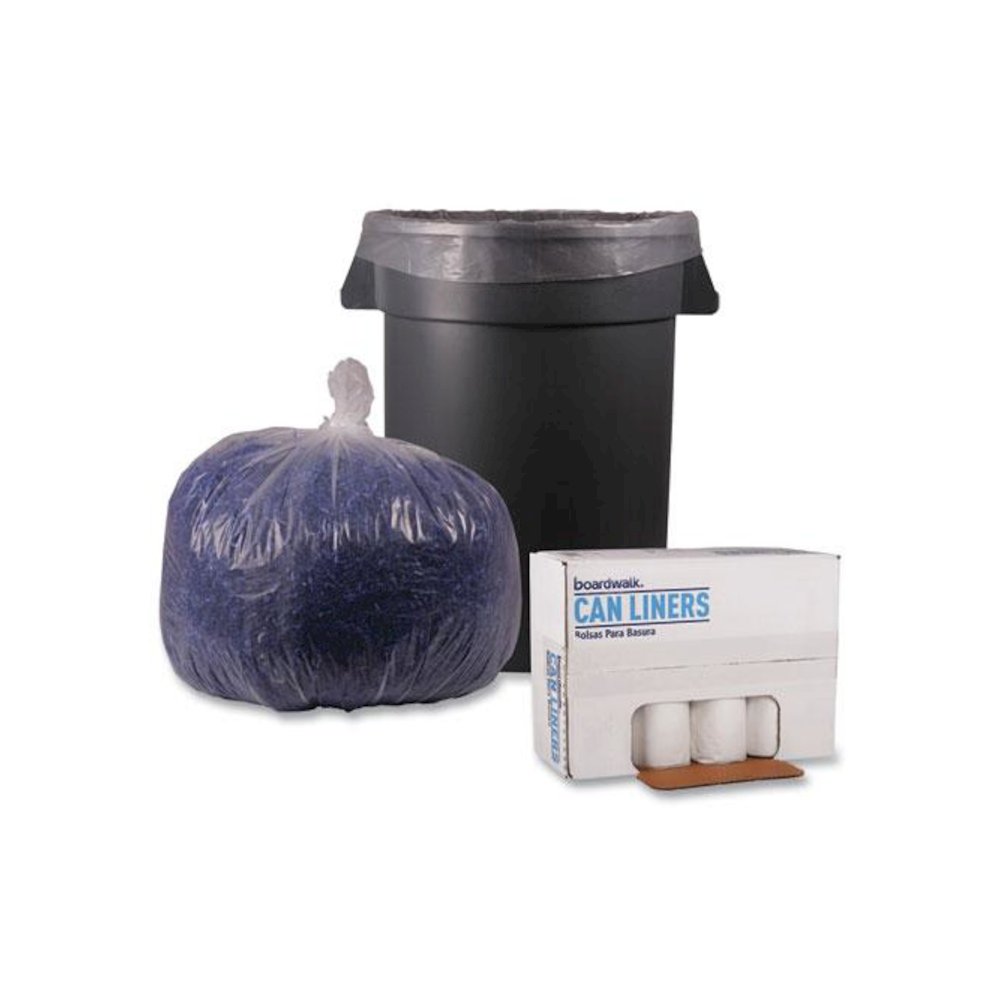 Recycled Low-Density Polyethylene Can Liners, 33 gal, 1.1 mil, 33" x 39", Clear, Perforated, 10 Bags/Roll, 10 Rolls/Carton. Picture 4
