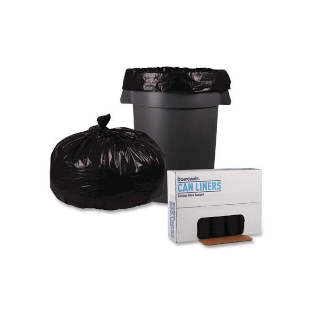 Recycled Low-Density Polyethylene Can Liners, 56 gal, 1.2 mil, 43" x 47", Black, Perforated, 10 Bags/Roll, 10 Rolls/Carton. Picture 4
