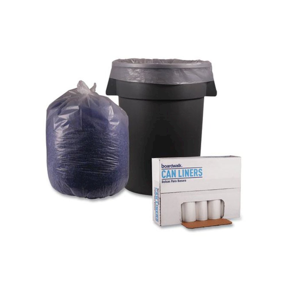 Recycled Low-Density Polyethylene Can Liners, 56 gal, 1.1 mil, 43" x 47", Clear, Perforated, 10 Bags/Roll, 10 Rolls/Carton. Picture 4