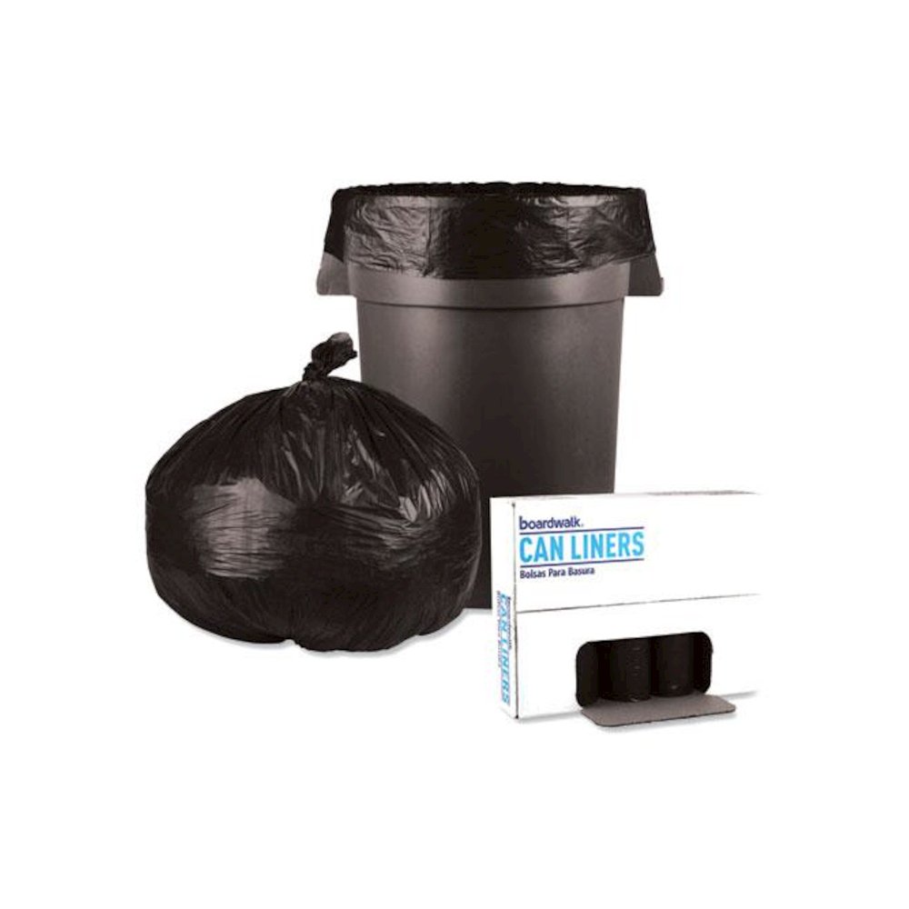 Low-Density Waste Can Liners, 60 gal, 0.65 mil, 38" x 58", Black, Perforated Roll, 25 Bags/Roll, 4 Rolls/Carton. Picture 4