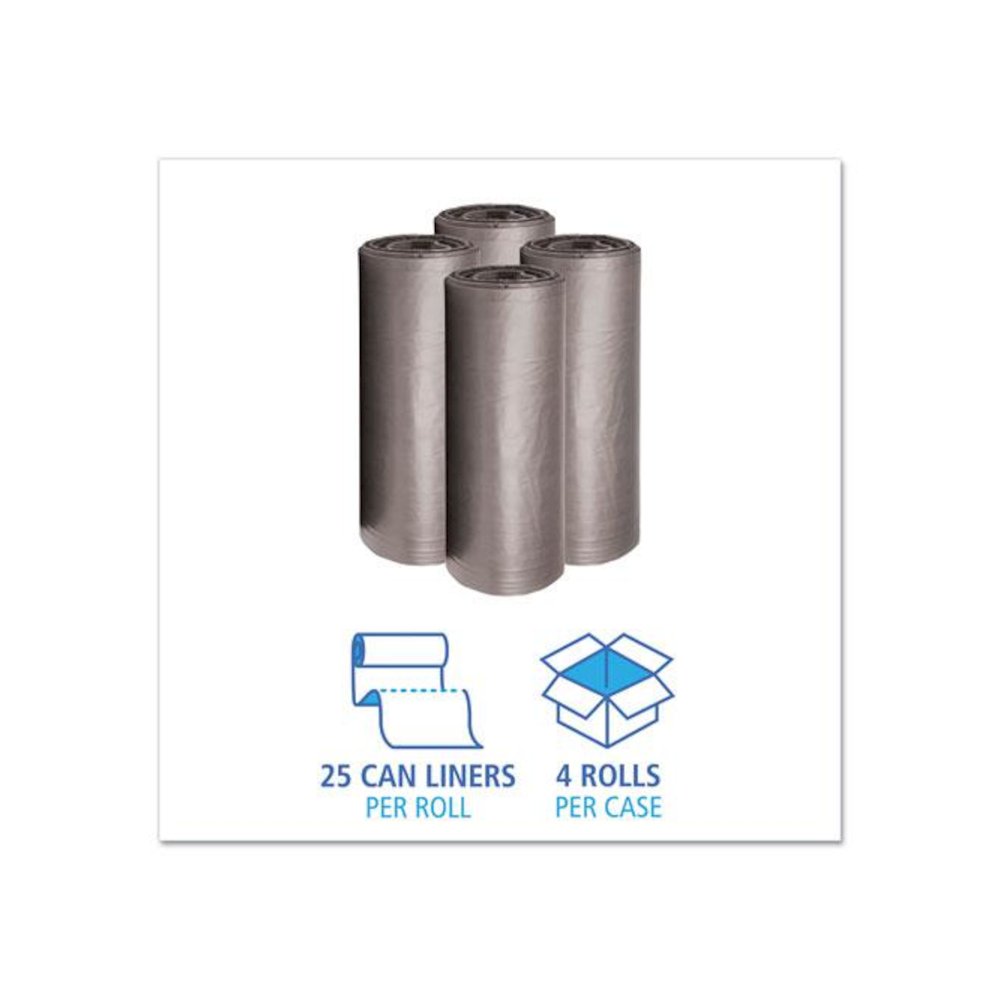 Low-Density Waste Can Liners, 45 gal, 0.95 mil, 40" x 46", Gray, Perforated Roll, 25 Bags/Roll, 4 Rolls/Carton. Picture 3