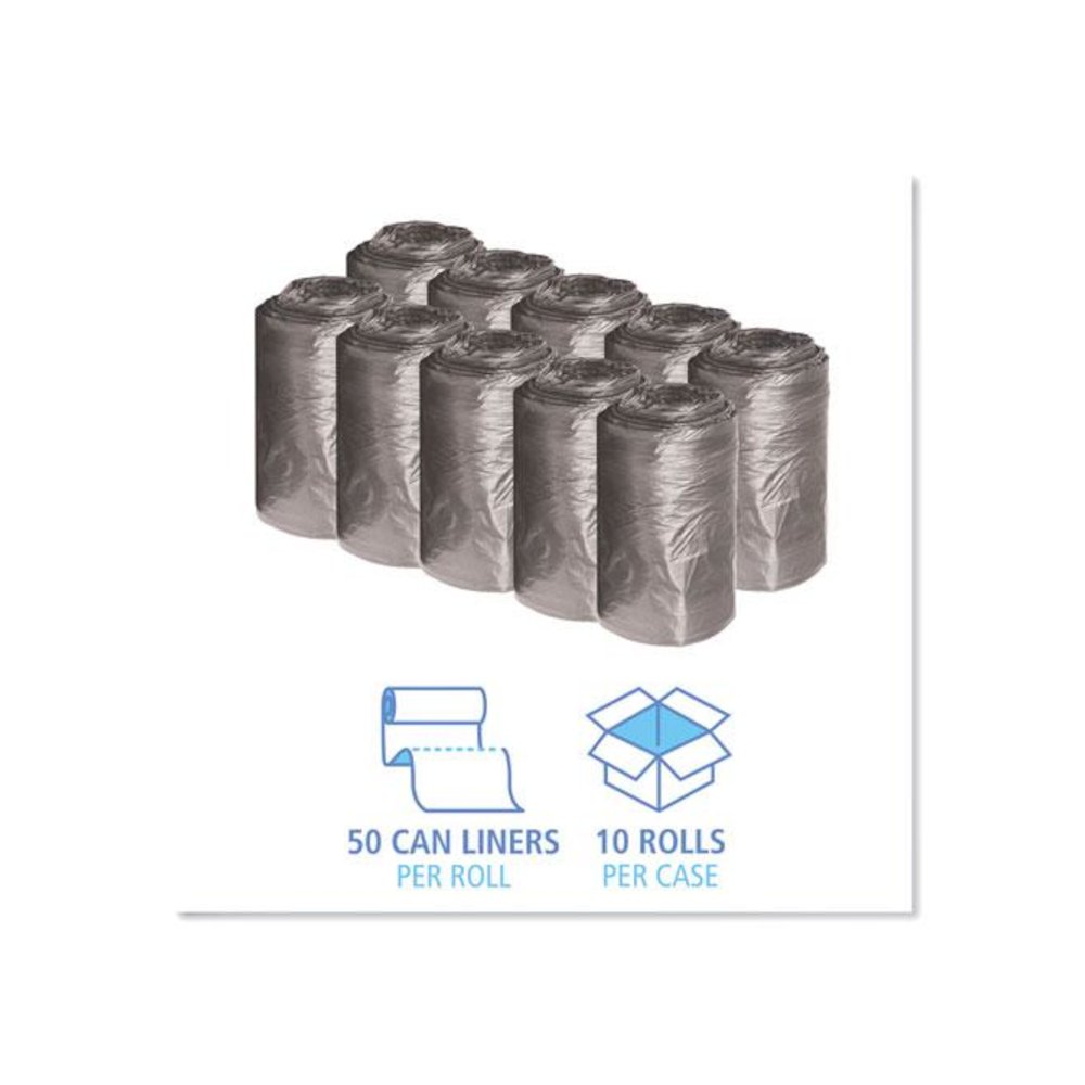 Low-Density Waste Can Liners, 16 gal, 0.35 mil, 24" x 32", Black, Perforated Roll, 50 Bags/Roll, 10 Rolls/Carton. Picture 3