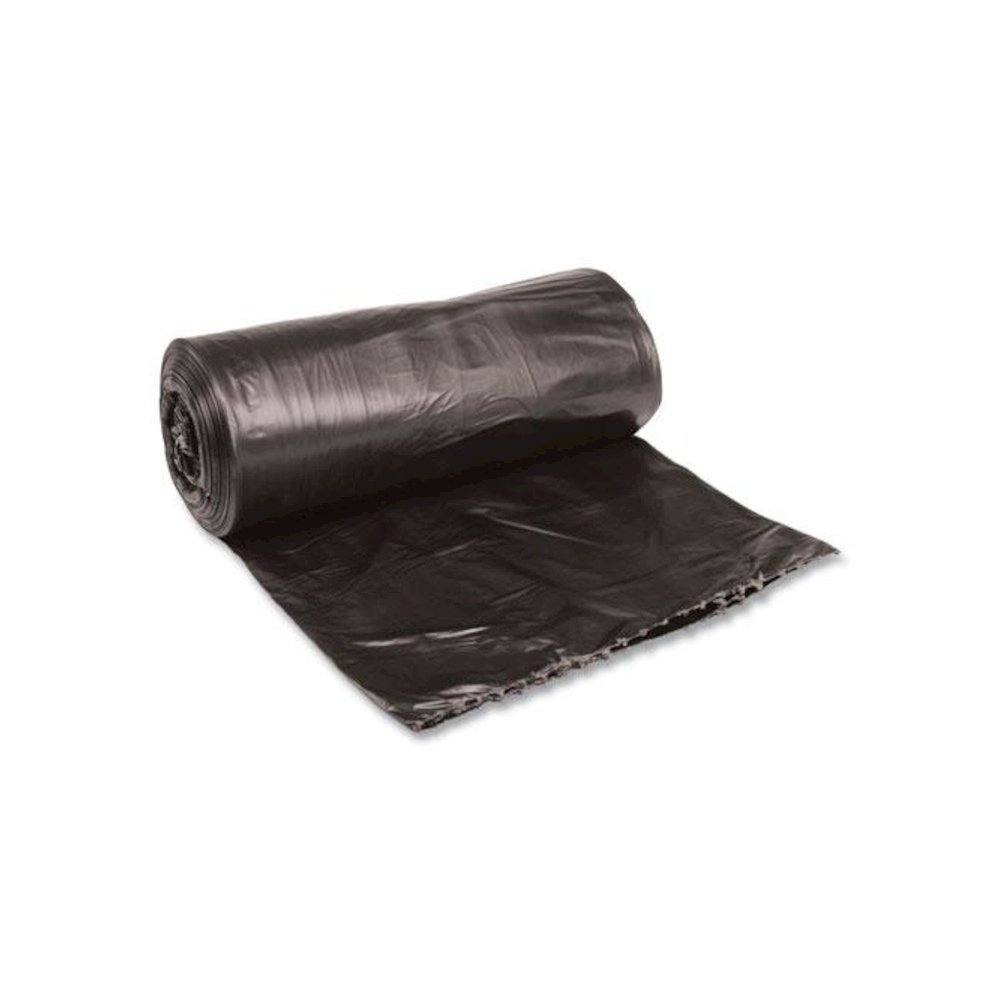 Low-Density Waste Can Liners, 33 gal, 0.5 mil, 33" x 39", Black, Perforated Roll, 25 Bags/Roll, 8 Rolls/Carton. Picture 1