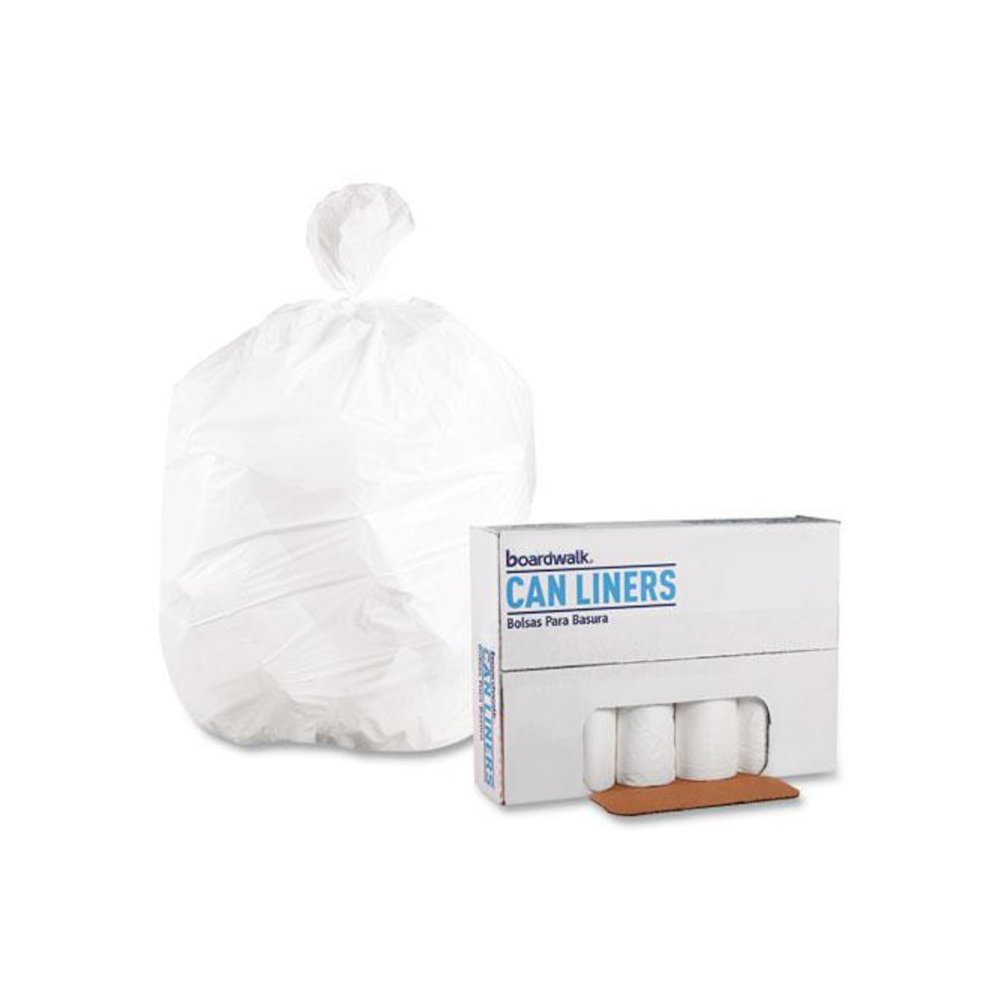 Low-Density Waste Can Liners, 60 gal, 0.6 mil, 38" x 58", White, Perforated Roll, 25 Bags/Roll, 4 Rolls/Carton. Picture 4