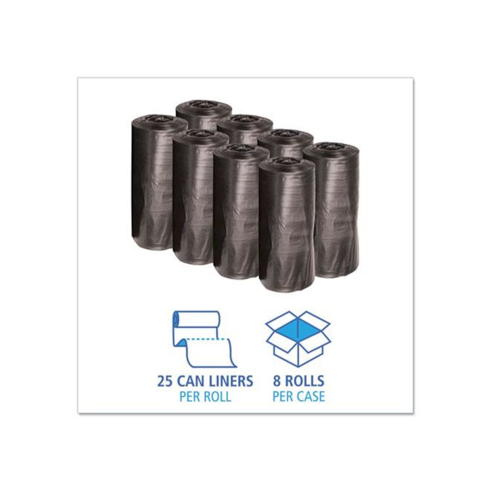 Low-Density Waste Can Liners, 33 gal, 0.5 mil, 33" x 39", Black, Perforated Roll, 25 Bags/Roll, 8 Rolls/Carton. Picture 3
