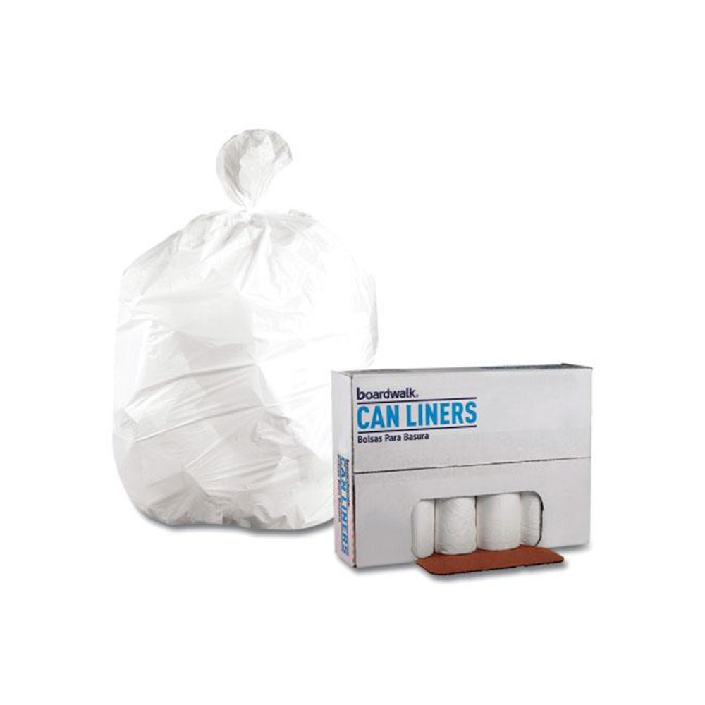 Low-Density Waste Can Liners, 45 gal, 0.6 mil, 40" x 46", White, Perforated Roll, 25 Bags/Roll, 4 Rolls/Carton. Picture 4