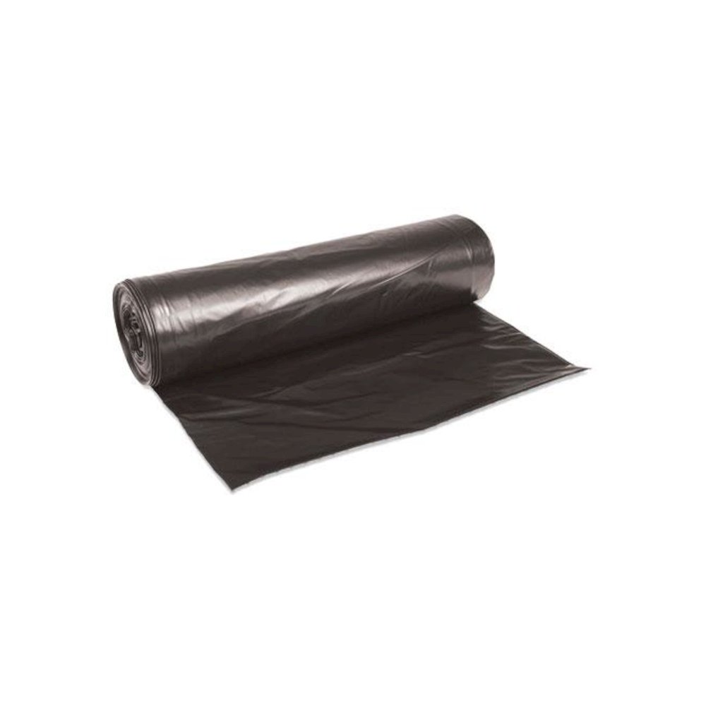 Low-Density Waste Can Liners, 56 gal, 0.6 mil, 43" x 47", Black, Perforated Roll, 25 Bags/Roll, 4 Rolls/Carton. Picture 1