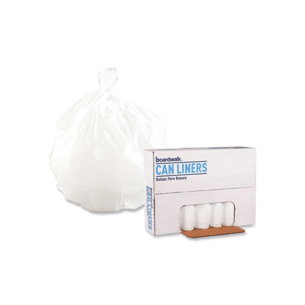 Low-Density Waste Can Liners, 16 gal, 0.4 mil, 24" x 32", White, Perforated Roll, 25 Bags/Roll, 20 Rolls/Carton. Picture 4