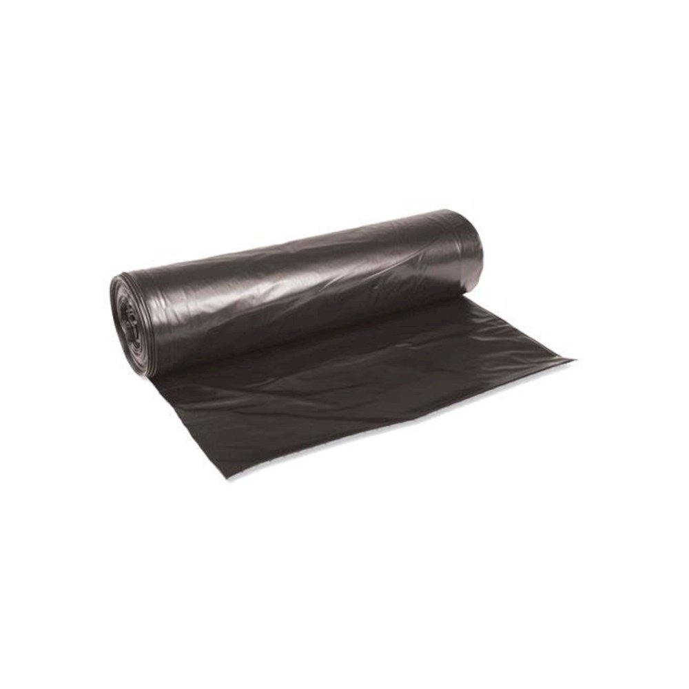 Low-Density Waste Can Liners, 45 gal, 0.6 mil, 40" x 46", Black, Perforated Roll, 25 Bags/Roll, 4 Rolls/Carton. Picture 1