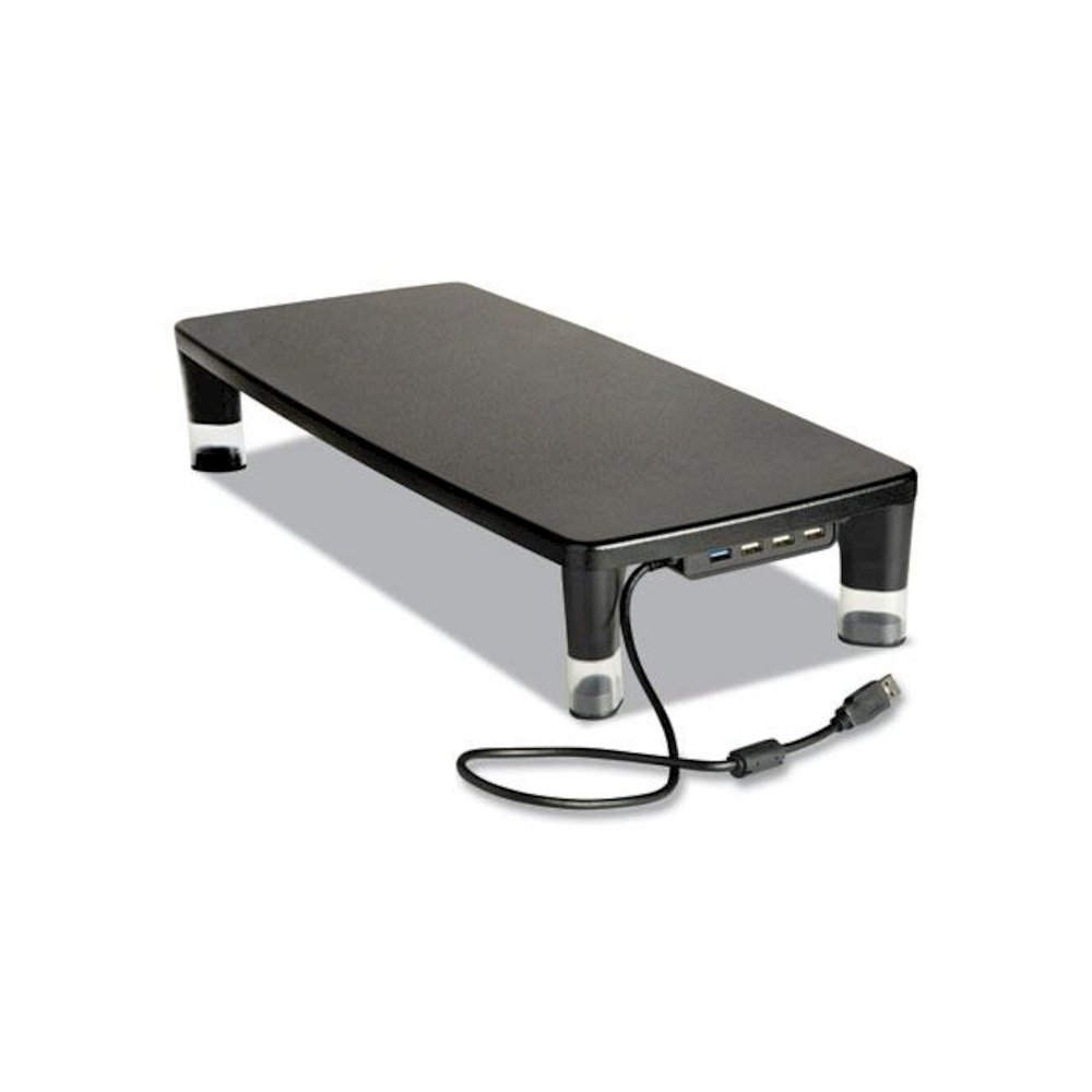 Monitor Stand MS100B, 21.6 x 9.4 x 2.7 to 3.9, Black/Clear, Supports 33 lb. Picture 1