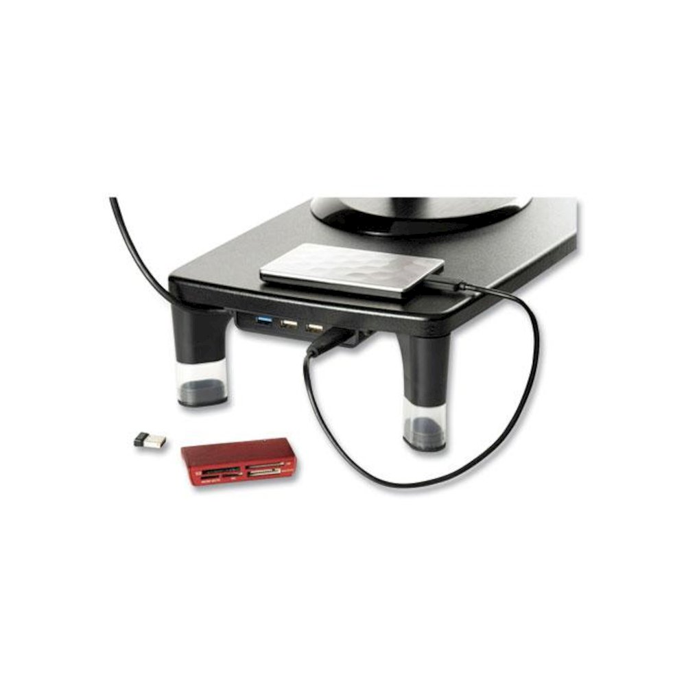 Monitor Stand MS100B, 21.6 x 9.4 x 2.7 to 3.9, Black/Clear, Supports 33 lb. Picture 5