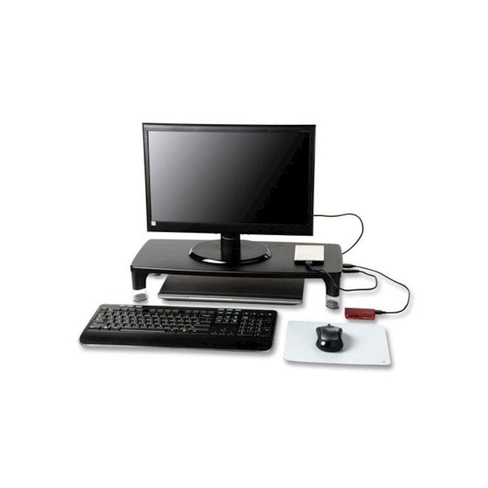 Monitor Stand MS100B, 21.6 x 9.4 x 2.7 to 3.9, Black/Clear, Supports 33 lb. Picture 4