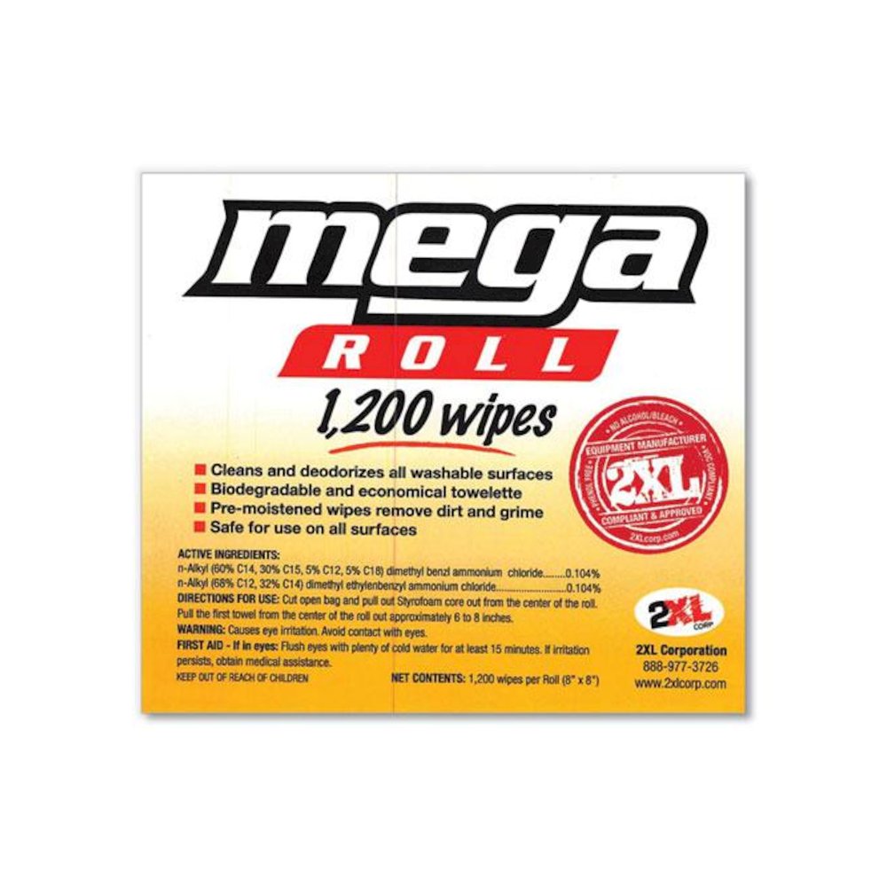 Gym Wipes Mega Roll Refill, 8 x 8, Unscented, White, 1,200/Roll, 2 Rolls/Carton. Picture 4