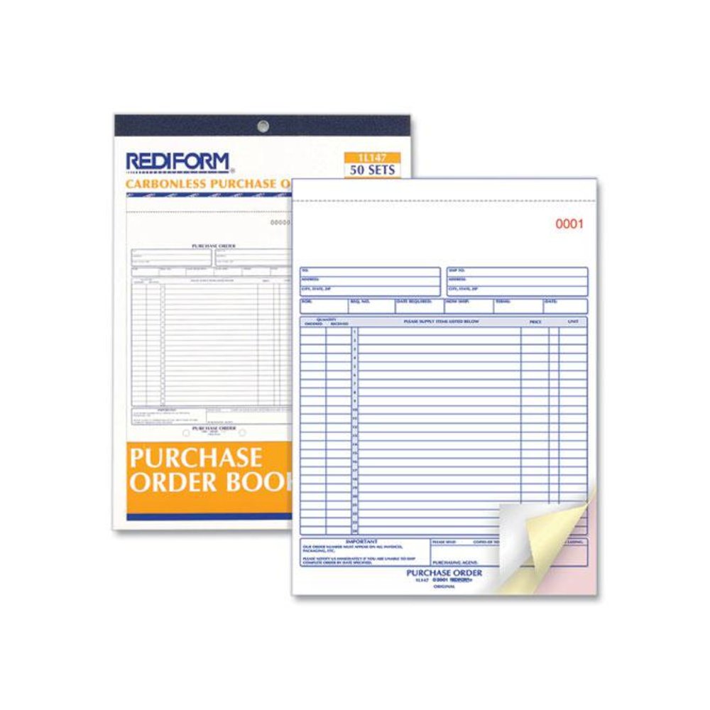 Purchase Order Book, 17 Lines, Three-Part Carbonless, 8.5 x 11, 50 Forms Total. Picture 3