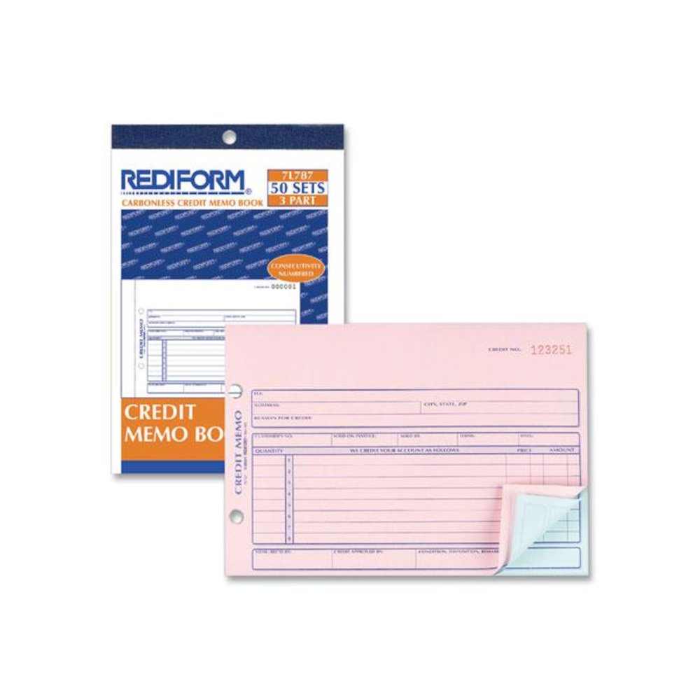 Credit Memo Book, Three-Part Carbonless, 5.5 x 7.88, 50 Forms Total. Picture 2