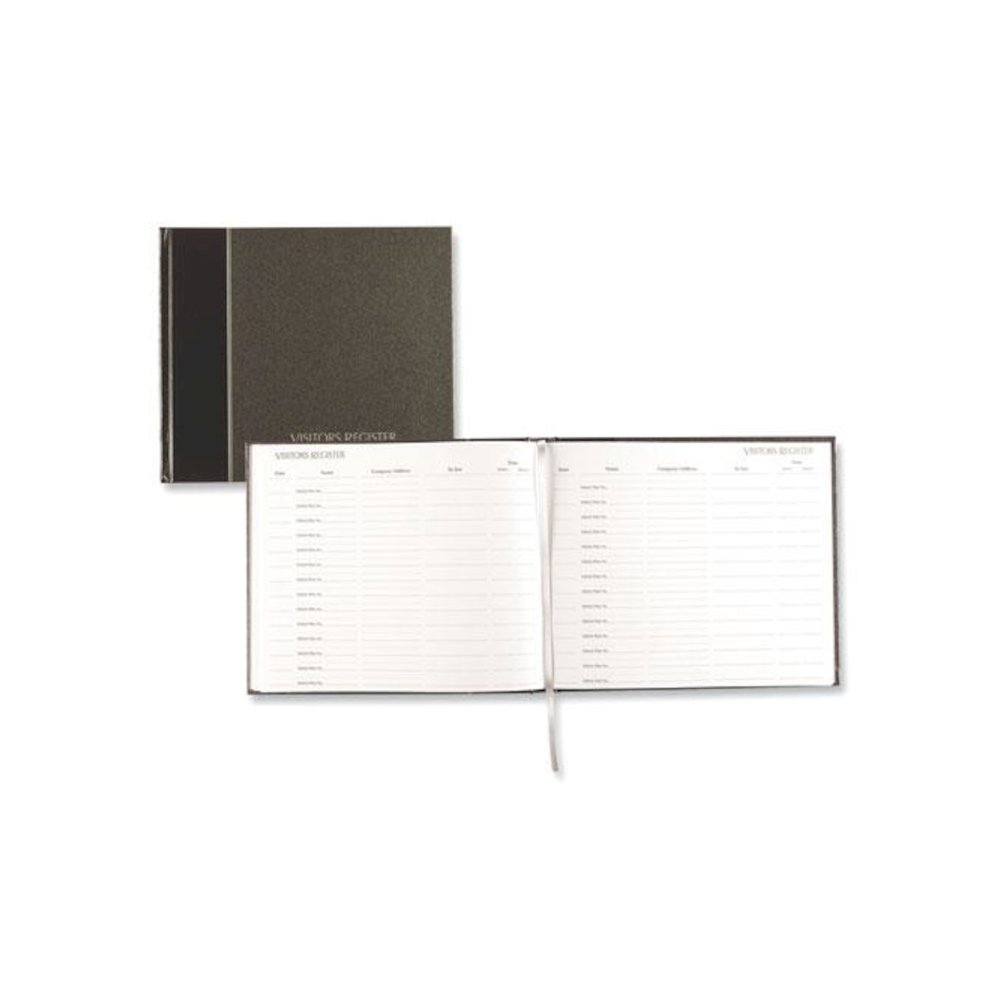 Hardcover Visitor Register Book, Black Cover, 9.78 x 8.5 Sheets, 128 Sheets/Book. Picture 2