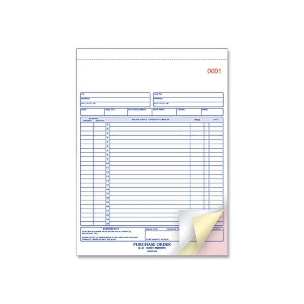 Purchase Order Book, 17 Lines, Three-Part Carbonless, 8.5 x 11, 50 Forms Total. Picture 4
