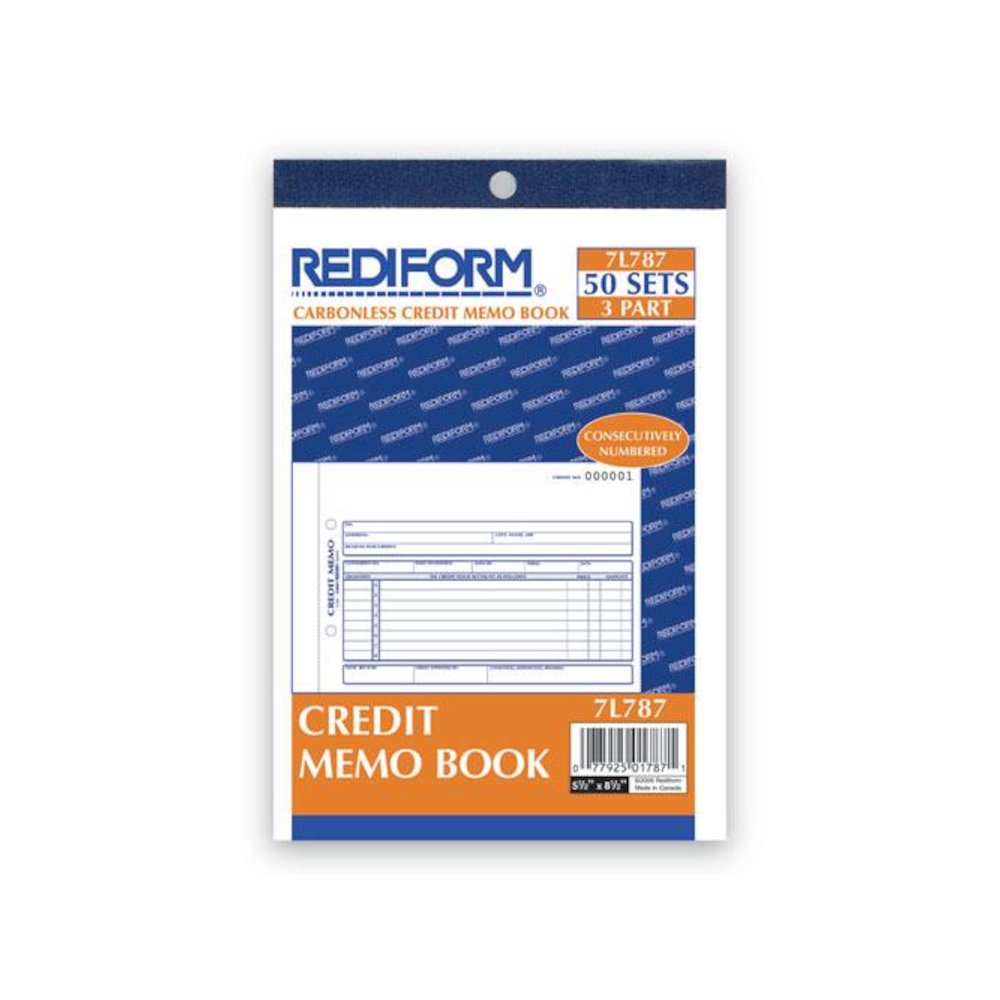 Credit Memo Book, Three-Part Carbonless, 5.5 x 7.88, 50 Forms Total. Picture 1