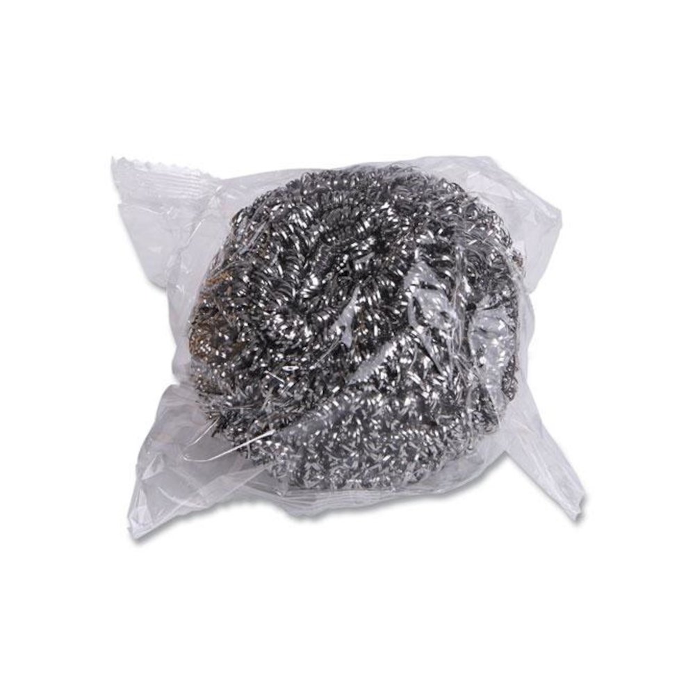 Stainless Steel Scrubber, Large Size, 2.5 x 2.75, Steel Gray, 12/Carton. Picture 4