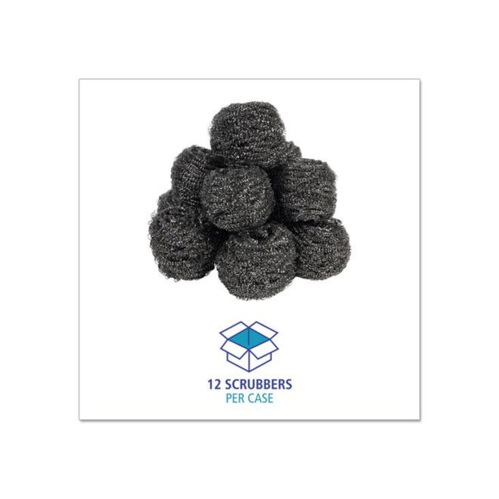 Stainless Steel Scrubber, Large Size, 2.5 x 2.75, Steel Gray, 12/Carton. Picture 5