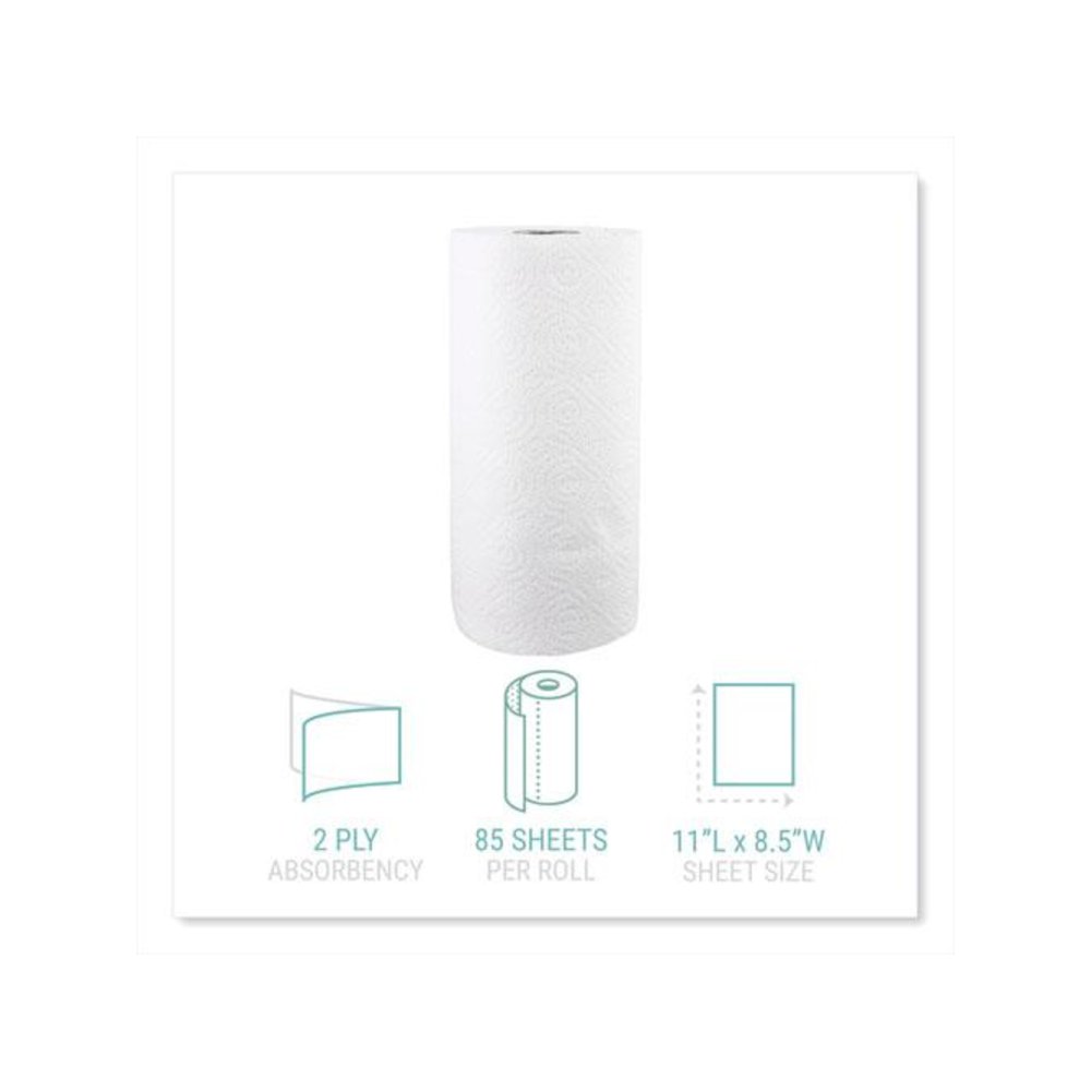 Kitchen Roll Towels, 2-Ply, 11 x 8.5, White, 85/Roll, 30 Rolls/Carton. Picture 3