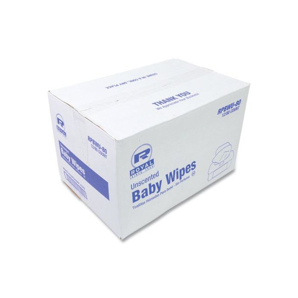 Baby Wipes Tub, Unscented, White, 80/Tub, 12 Tubs/Carton. Picture 1