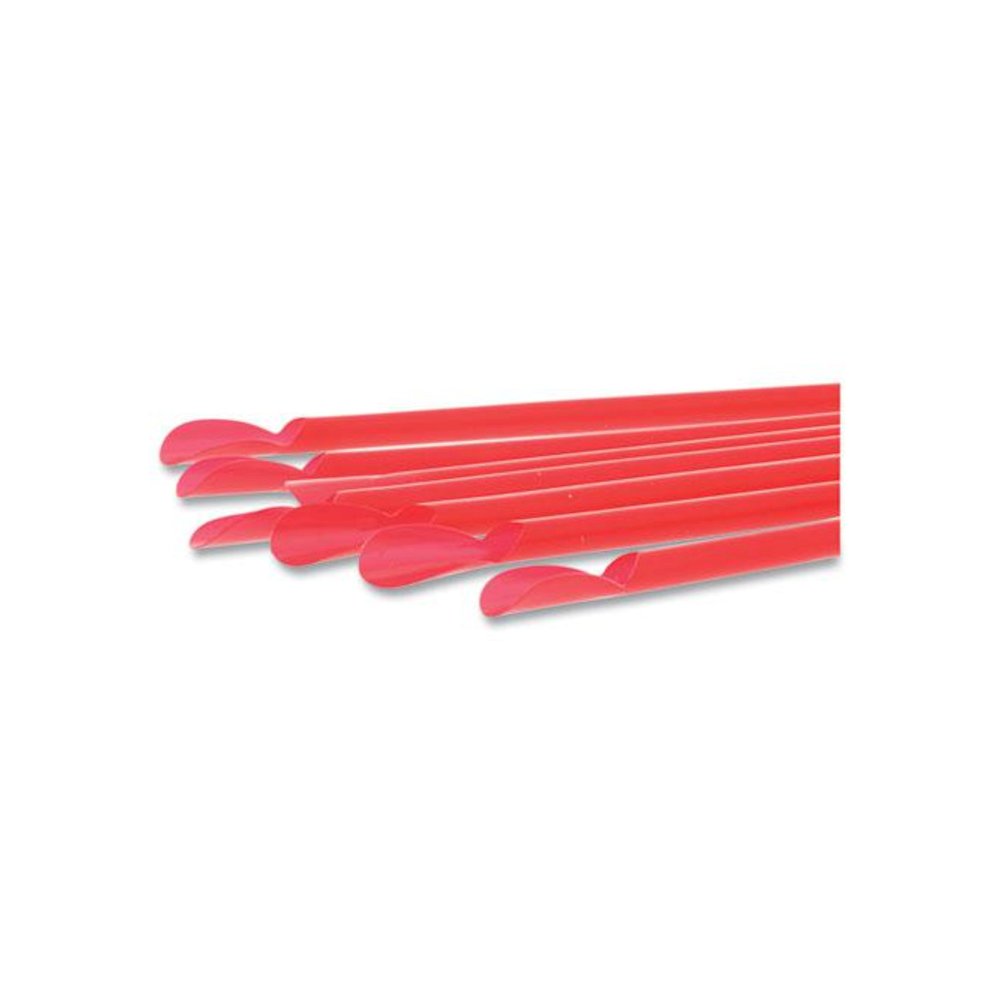 Jumbo Spoon Straw, 10.25", Plastic, Red, 300/Pack, 18 Packs/Carton. Picture 4