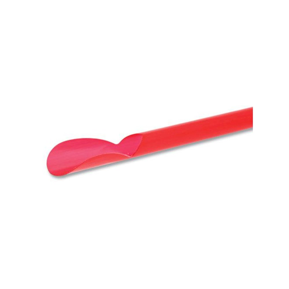 Jumbo Spoon Straw, 10.25", Plastic, Red, 300/Pack, 18 Packs/Carton. Picture 3