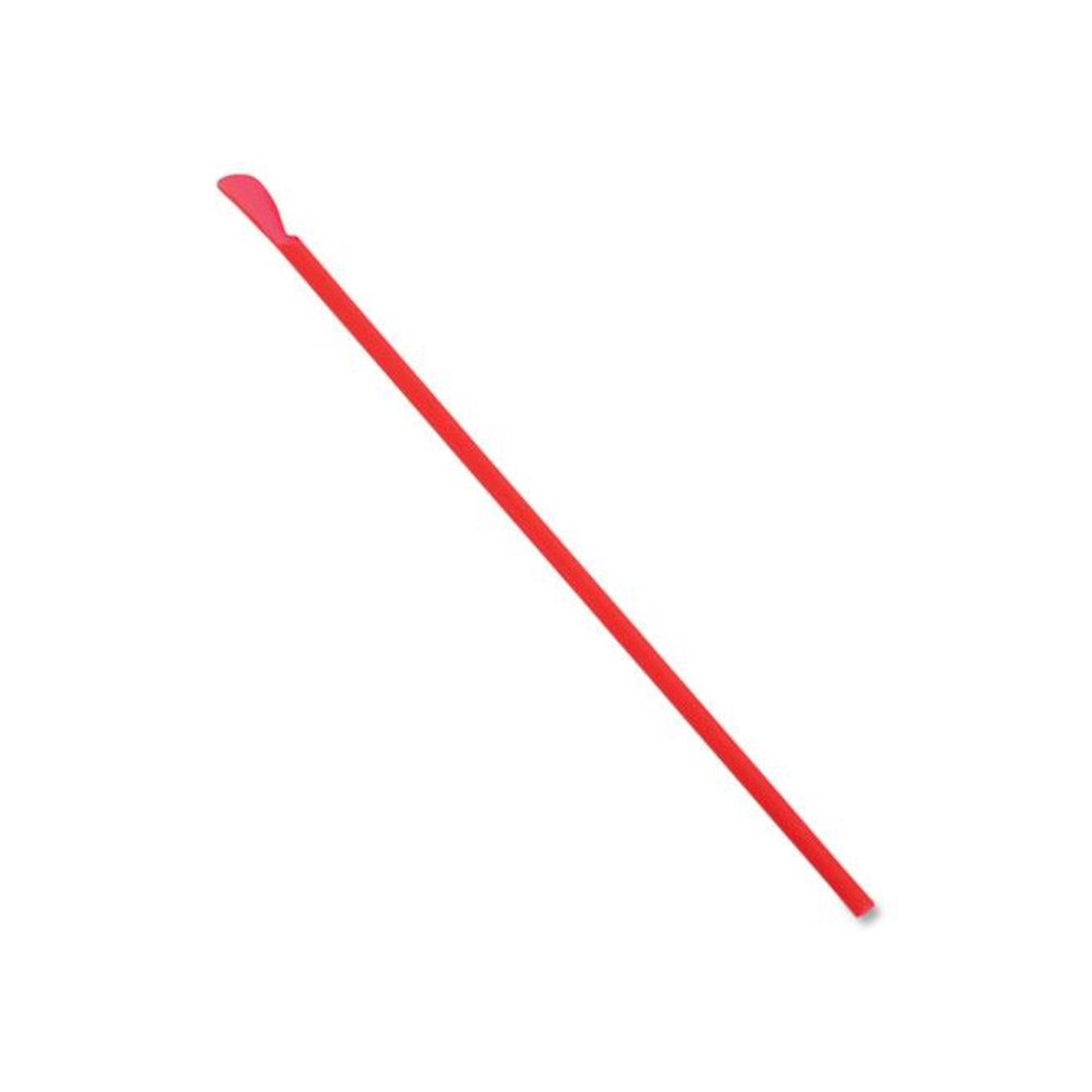 Jumbo Spoon Straw, 10.25", Plastic, Red, 300/Pack, 18 Packs/Carton. Picture 2