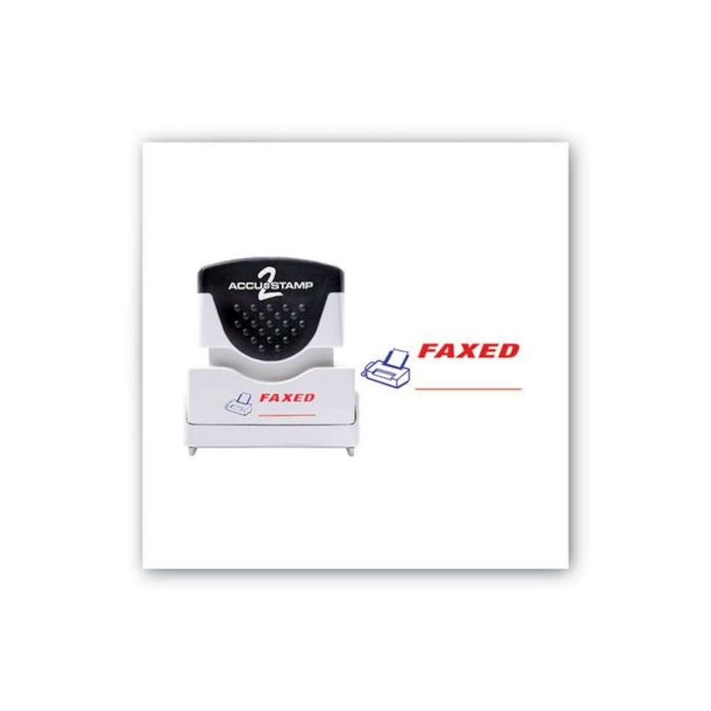 Pre-Inked Shutter Stamp, Red/Blue, FAXED, 1.63 x 0.5. Picture 2
