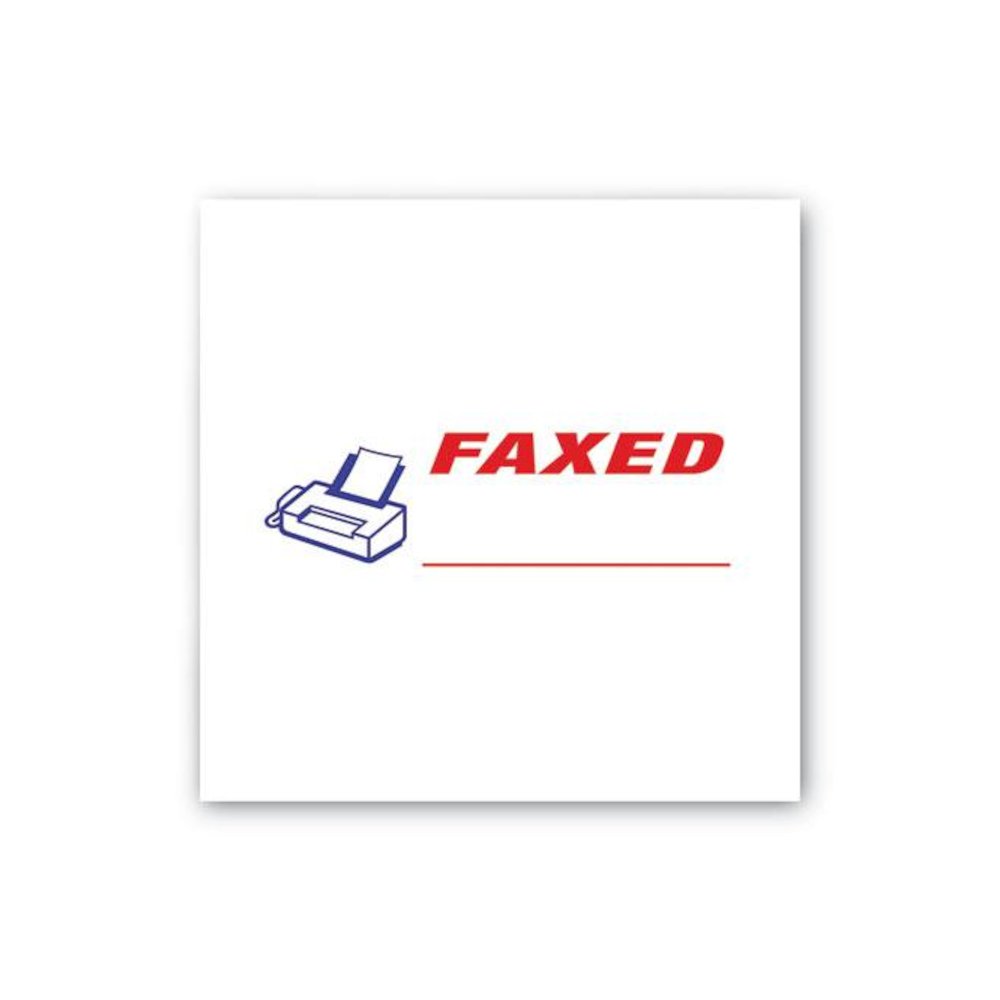 Pre-Inked Shutter Stamp, Red/Blue, FAXED, 1.63 x 0.5. Picture 3