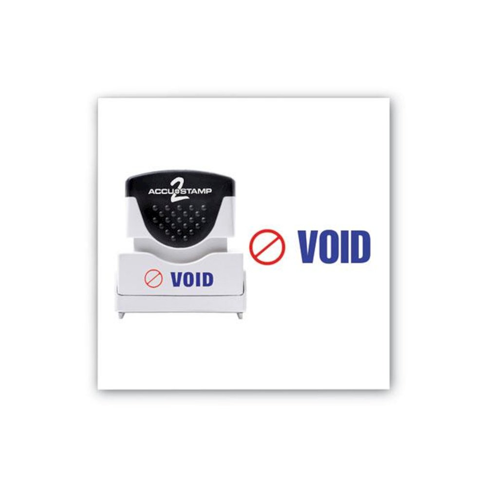 Pre-Inked Shutter Stamp, Red/Blue, VOID, 1.63 x 0.5. Picture 2