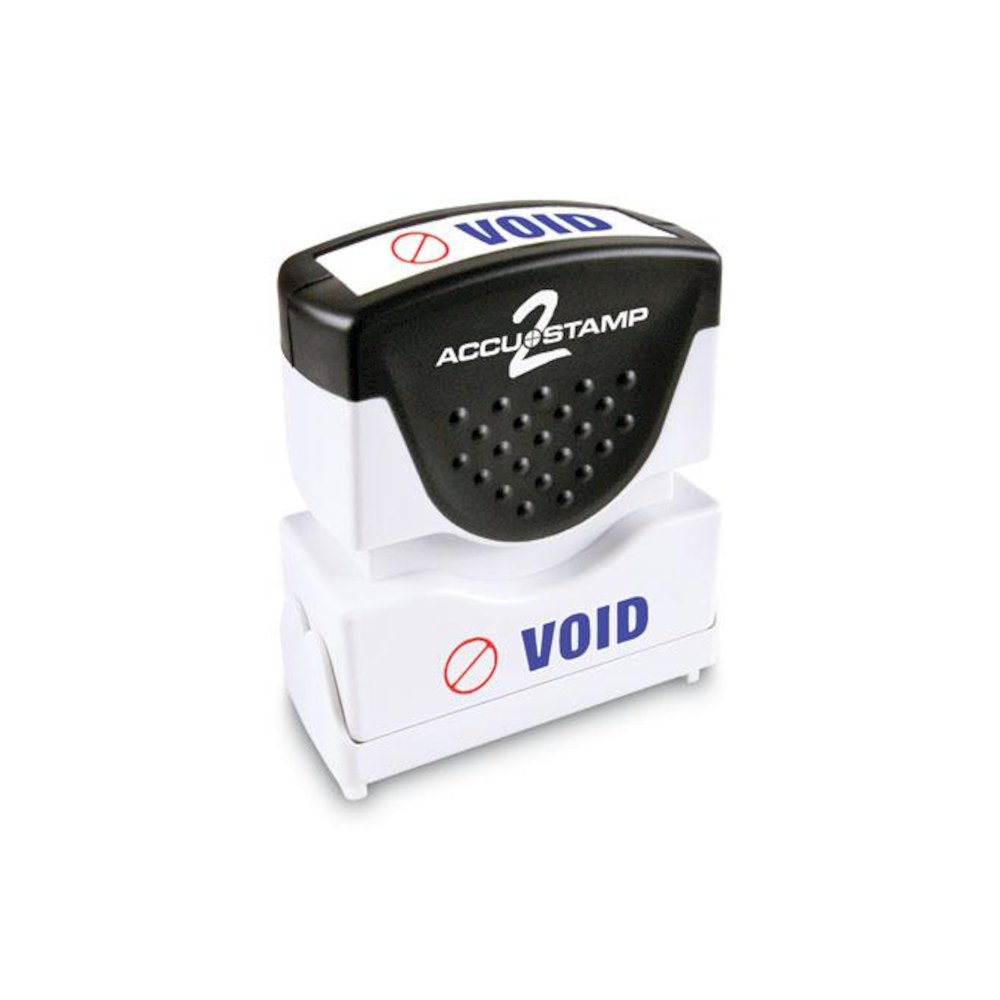 Pre-Inked Shutter Stamp, Red/Blue, VOID, 1.63 x 0.5. Picture 1